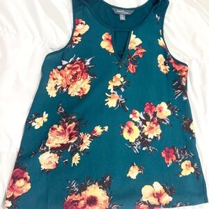 Market & Spruce Teal and Yellow Floral Tank Top